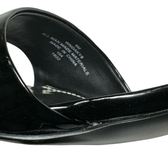 Nine West Oaky 8 Black Faux Patent Leather Open Square Toe Sandals Size 9 - Picture 6 of 11